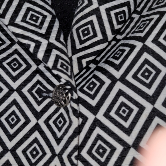 BLAZER KASPERBlack & White Geometric Design Lined Professional - Picture 5 of 5